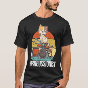 T-shirt Chat vintage qui bat la mesure Batterie Percussion