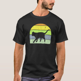 T-shirt Chat Vintage Silhouette de Chat Rétro Animal 60s