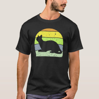 T-shirt Chat Vintage Silhouette de Chat Rétro Animal 80s
