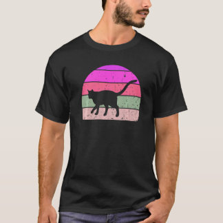 T-shirt Chat Vintage Silhouette de Chat Rétro Chaton Anima