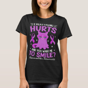T-shirt Chat Violet Pour Femmes Tout Blessé Fibromyalgie