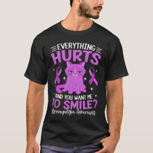 T-shirt Chat Violet Pour Femmes Tout Blessé Fibromyalgie