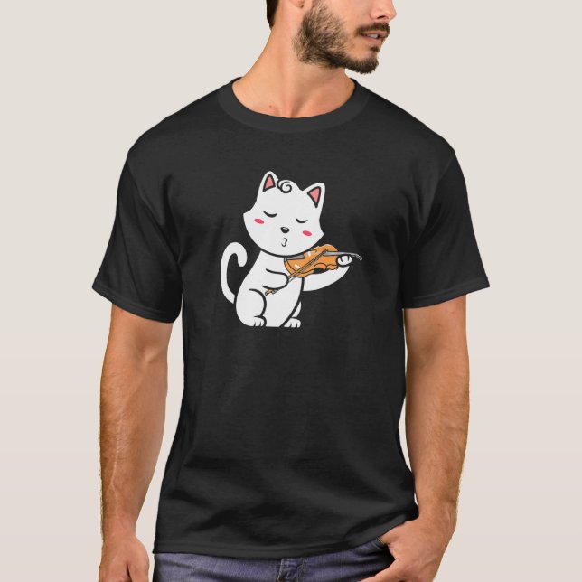T-shirt Chat Violon Chat Chaton Musicien (Devant)
