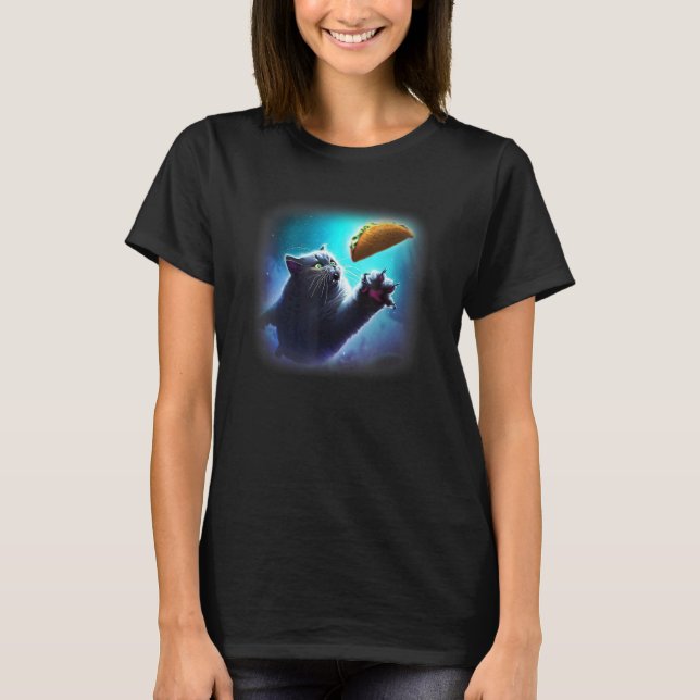 T-shirt Chat Volant Attrapant Taco (Devant)