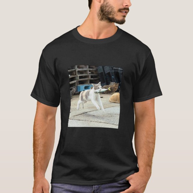 T-shirt chat volant avec poisson_001 (Devant)
