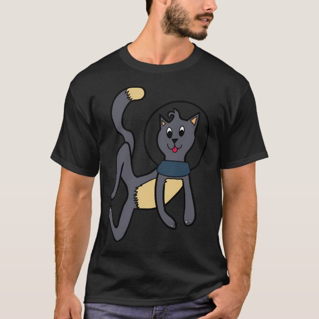 T-shirt Chat volant dans l'astronaute spatial (Devant)