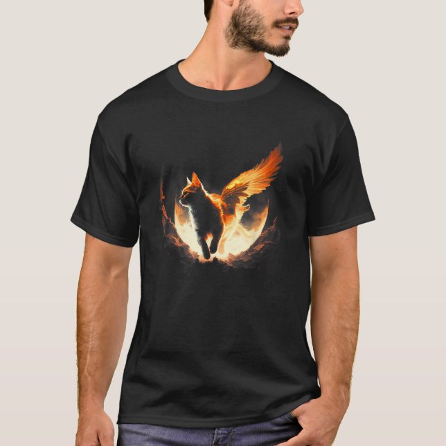 T-shirt Chat volant de chat de feu d'ange (Devant)