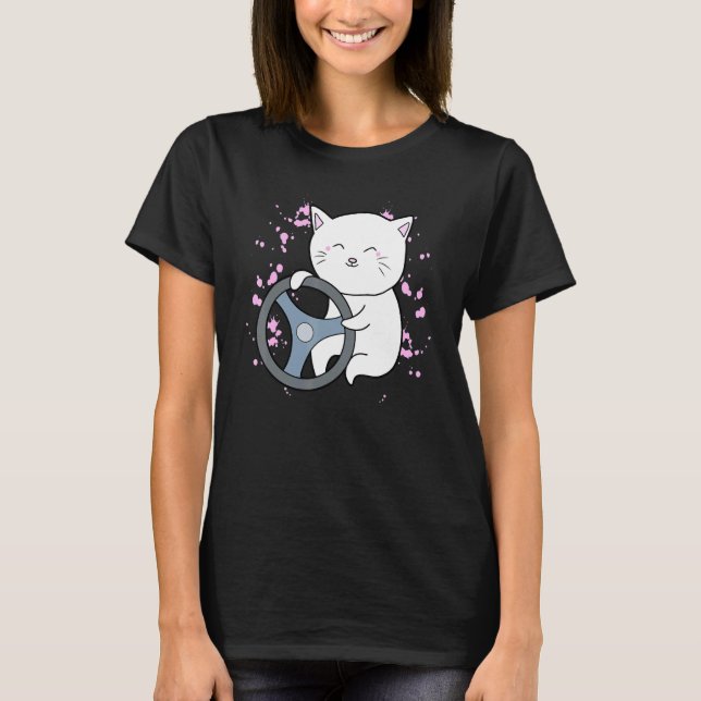 T-shirt chat volant direction poignée guidon conduite d'un (Devant)