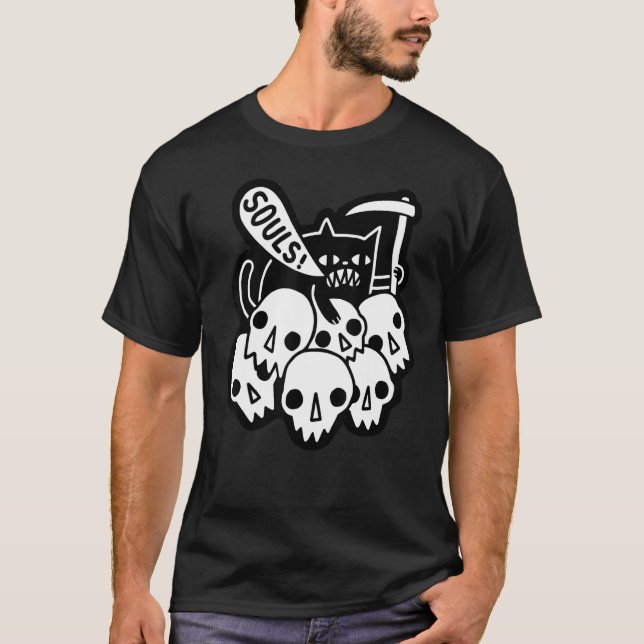 T-shirt Chat Vous A Pris Vos Âmes (Devant)