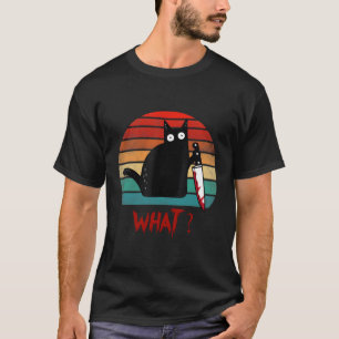 T-shirt Chat W Chat Noir Chat Ous Chat Avec Couteau