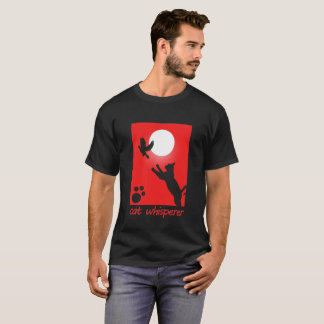 T-shirt Chat Whisperer Retro Rouge avec oiseau