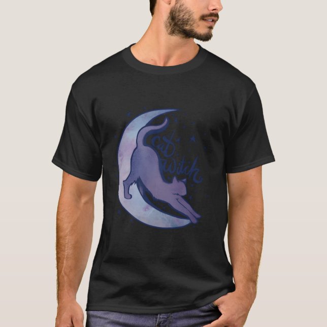 T-shirt Chat Witch Moon Kitty Chats Purple Moonchild (Devant)