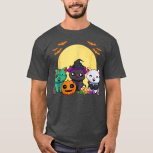 T-shirt Chat Witch Zombie Vampire Lazy Halloween Costume C