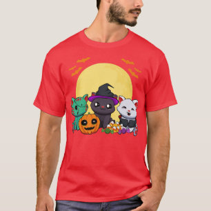 T-shirt Chat Witch Zombie Vampire Lazy Halloween Costume C