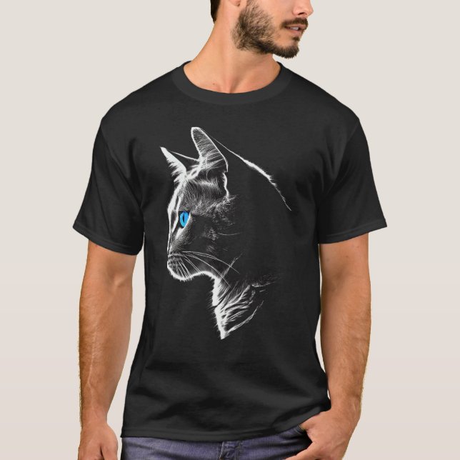 T-shirt Chat Yeux Bleus  Animal de Compagnie Chat (Devant)