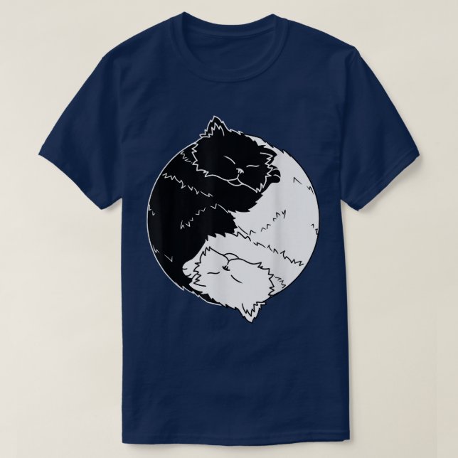 T-shirt Chat yin et yang Chats cadeaux dorment (Design devant)