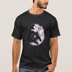 T-shirt Chat Yin Yang Animal Noir Et Blanc