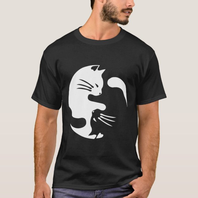 T-shirt Chat Yin Yang Peace Love Interconnectées Idée cade (Devant)