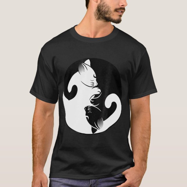T-shirt Chat Ying Yang Amoureux des chats Femmes Hommes En (Devant)