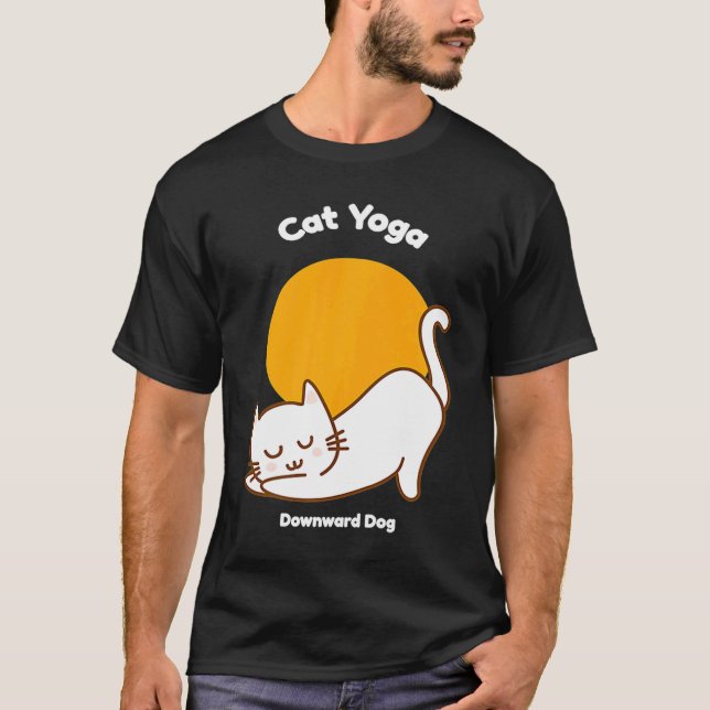 T-shirt Chat Yoga Chien vers le bas Kitty Humour Kitten En (Devant)