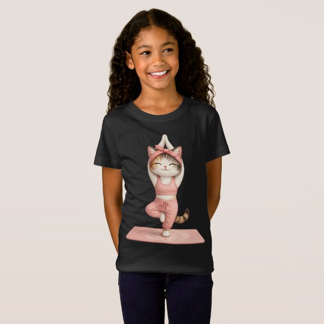 T-shirt chat yoga mignon (Devant entier)