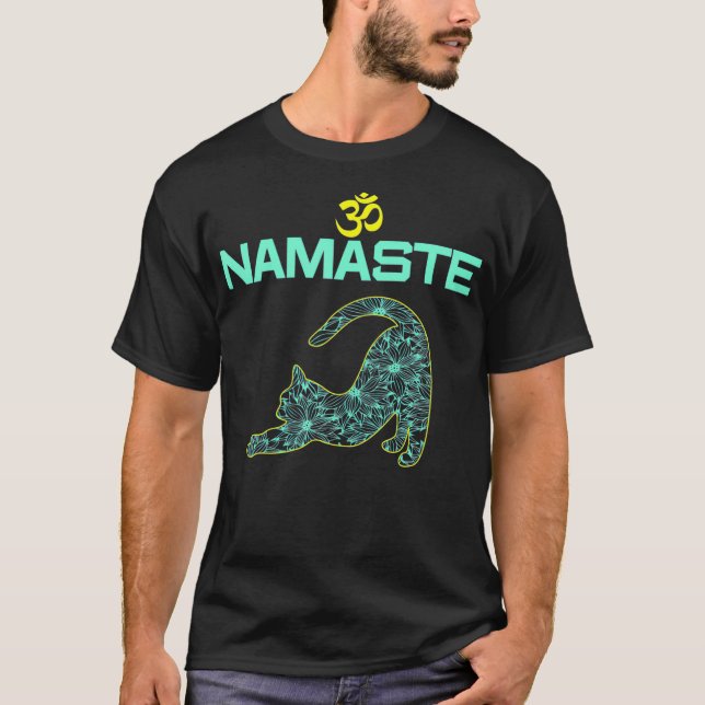 T-shirt Chat Yoga Namaste OM Ying Yang Balance Yoga new ma (Devant)