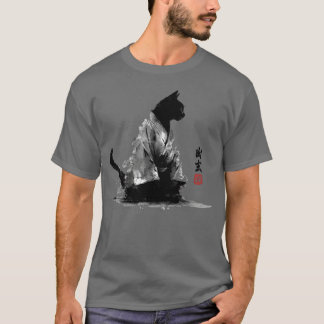 T-shirt Chat Zen en Kimono encre artistique fille fille