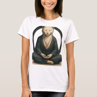 T-shirt Chat zen en méditation – Art de yoga mindful Enso