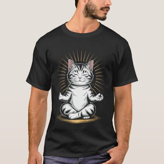 T-shirt Chat Zen méditant Yoga pleine conscience (Devant)