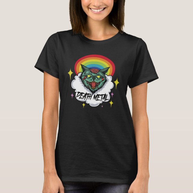 T-shirt Chat Zombie de Death Metal - Rainbow Kitten (Devant)