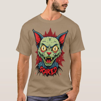 T-shirt Chat zombie effrayé