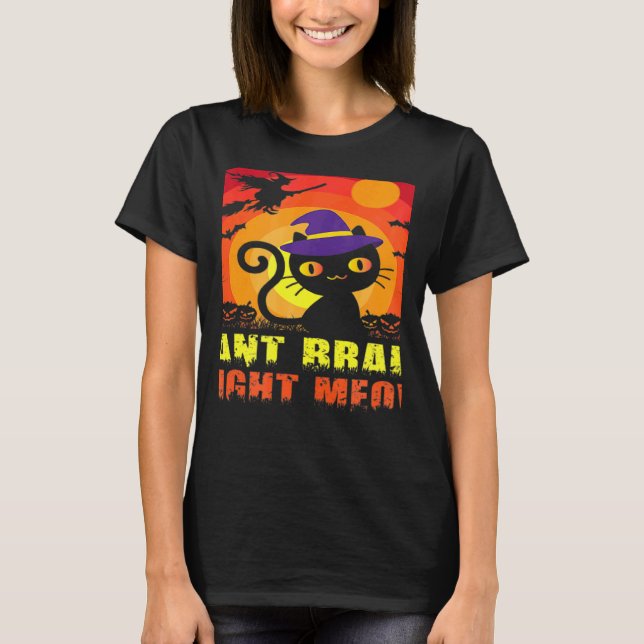T-shirt Chat Zombie Humoristique Veut Cerveau Tout De Suit (Devant)