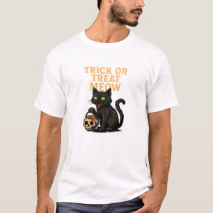 T-shirt Chat Zombie  Trick or Treat Meow Design Halloween 