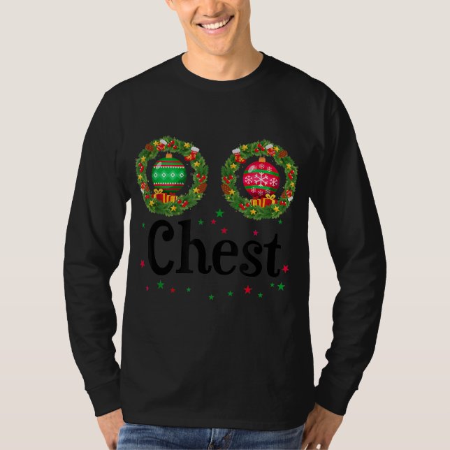 T-shirt Châtaignes Couple Costume de Noël Wreath (Devant)
