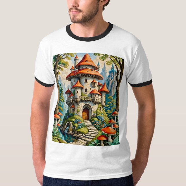 T-shirt Château de champignon de conte de fée en gros (Devant)