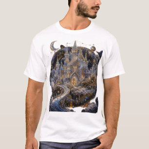 T-shirt Château de Fantaisie Enchanté sous le Ciel de Nuit