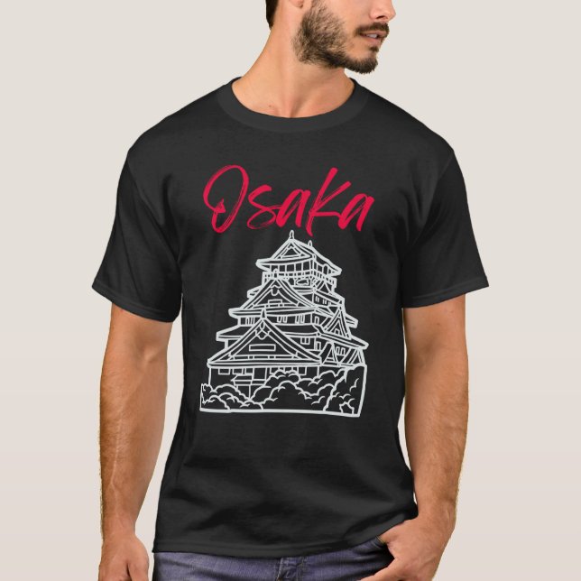 T-shirt Château d'Osaka au Japon Croquis Japonais (Devant)