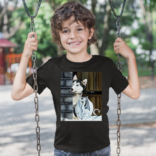 T-shirt Château du Dragon Fantaisiste de Chien Husky pour 