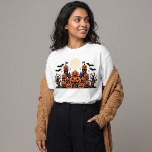 T-shirt Château Hanté Citrouille Mignonne Halloween