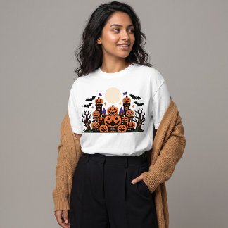 T-shirt Château Hanté Citrouille Mignonne Halloween