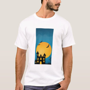T-shirt Château hanté d'Halloween effrayant Silhouette de