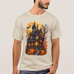 T-shirt Château Hanté Halloween Pleine Lune