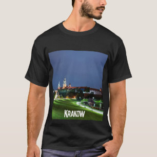 T-shirt Château Wawel la nuit à Cracovie, Pologne