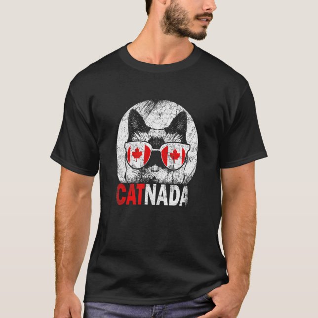 T-shirt Chatnada Lunettes de soleil de chat canadien Drape (Devant)