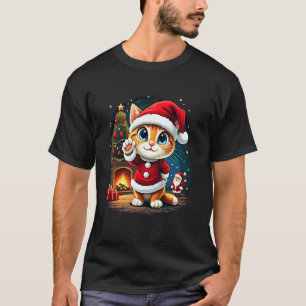 T-shirt Chaton adorable Noël Chat Père Noël Cozy Hol