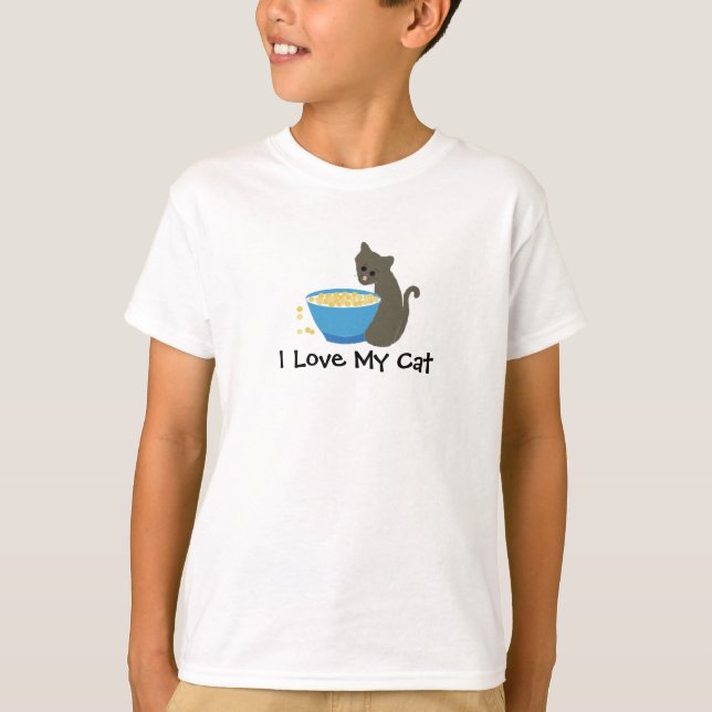 T-shirt Chaton avec bol de nourriture (Devant)