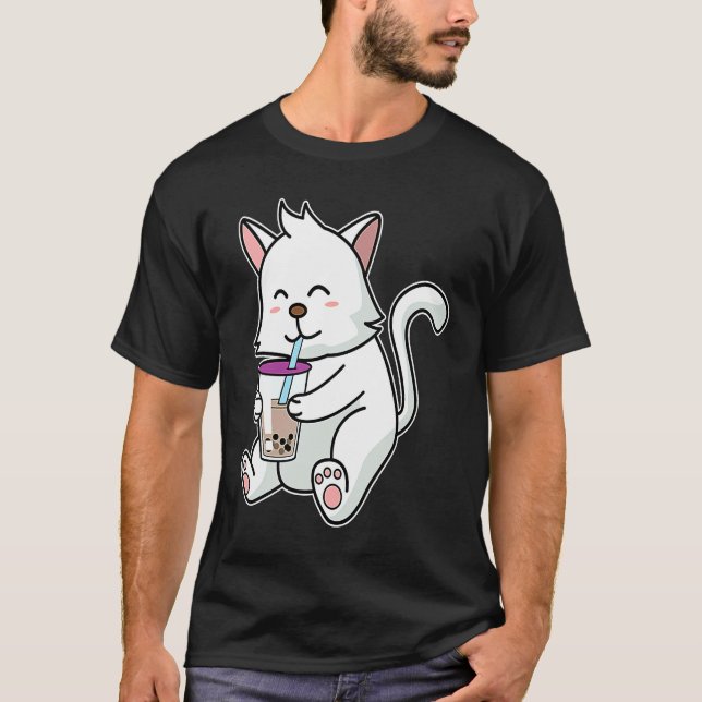 T-shirt Chaton Boba Cat buvant Boba Cat (Devant)