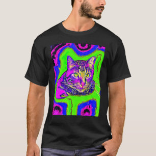 T-shirt Chaton Chaton Psychédélique Amoureux En Style Art 
