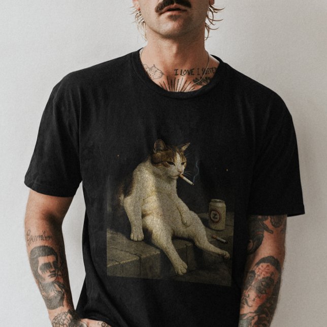 T-shirt Chaton Cigarette Drôle Chat Qui Fume Mème Générati (Créateur téléchargé)