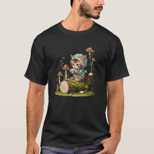 T-shirt Chaton Cottagecore Buvant du Thé Fantastique Magiq